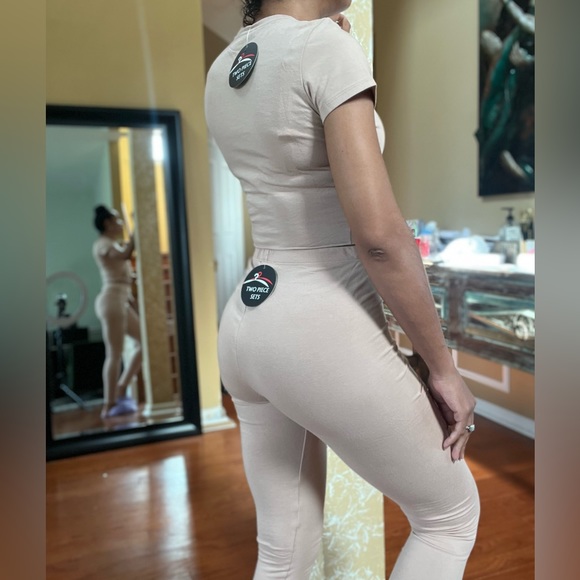 Fashion Nova Taupe Bianca Distressed Legging Set - Picture 10 of 11